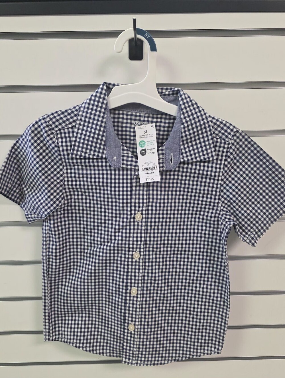 OshKosh B'gosh Navy & White Gingham Short-Sleeve Button Shirt